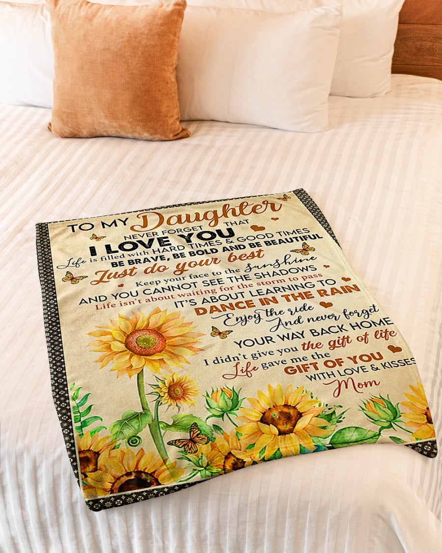 Sunflower I Love You Daughter Gift Flannel Blanket For Soft Bed Couch And Home Comfort