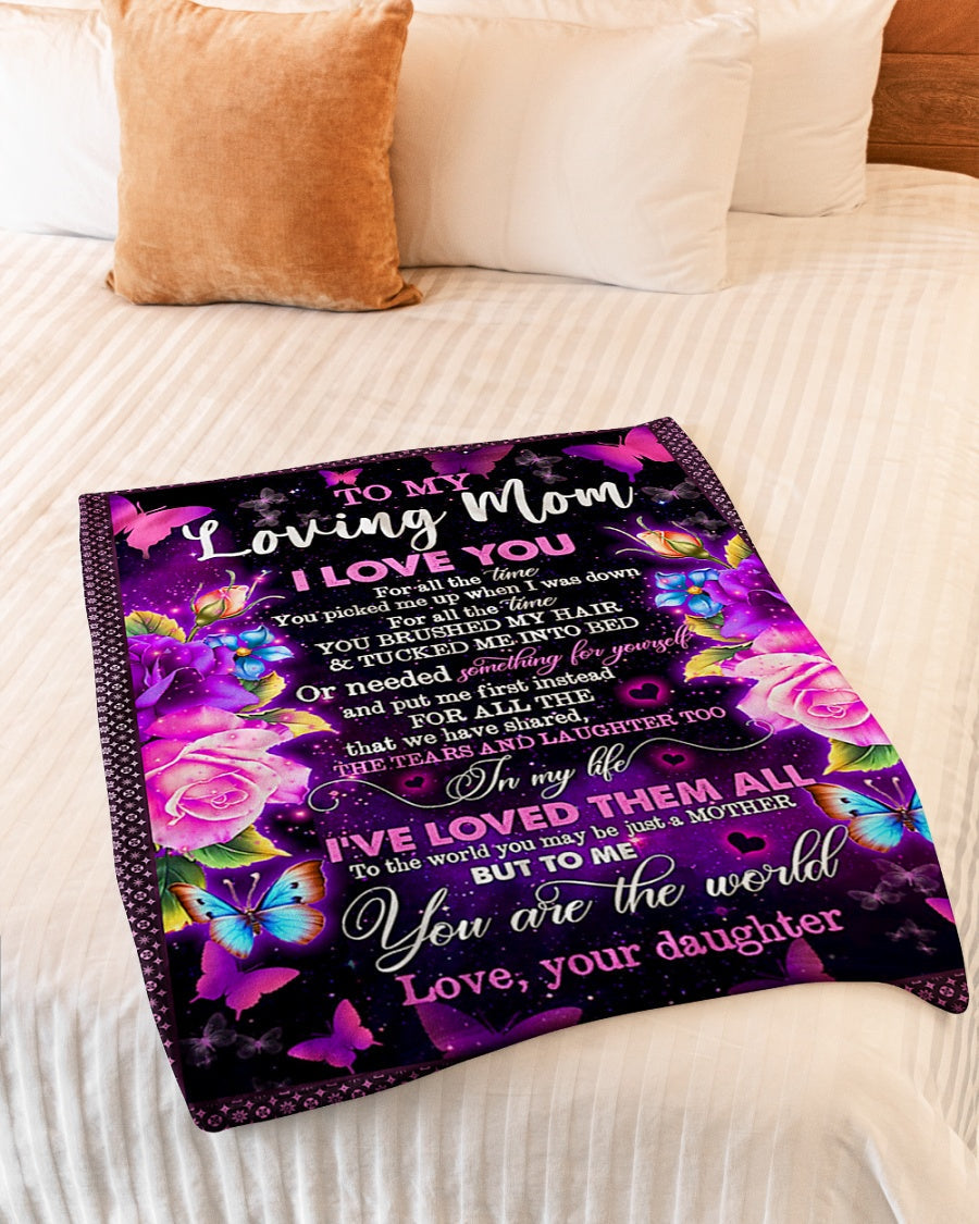 Family To My Mom You Will Always Be My Loving Mom Butterfly Rose Flannel Blanket For Soft Bed Couch And Home Comfort