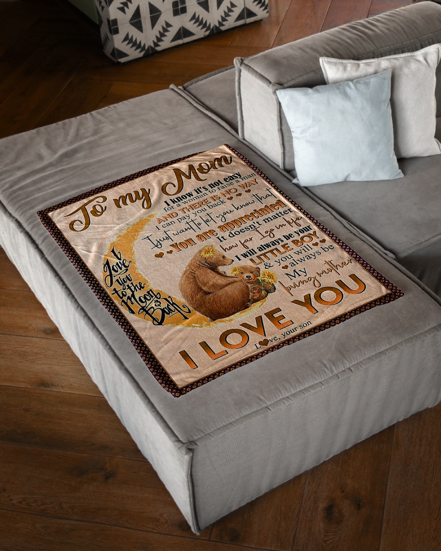 Bear My Loving Mother From Son Flannel Blanket For Living Room And Bedroom Styling