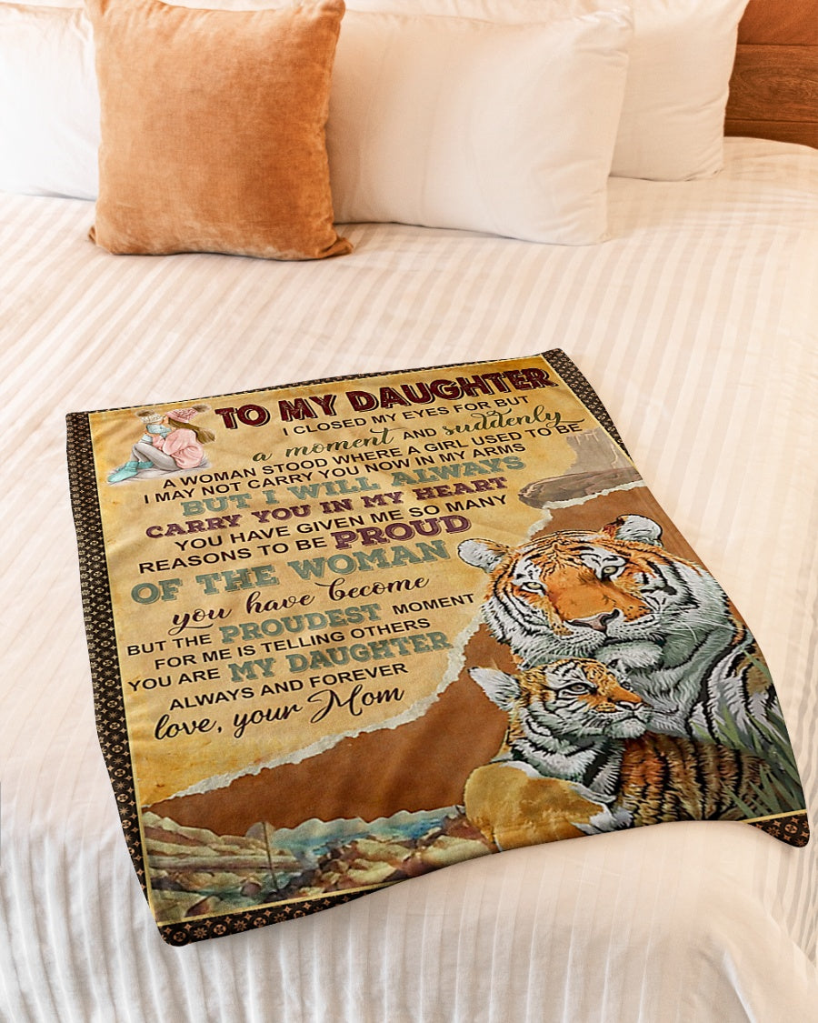 Tiger I Will Always Carry You Daughter Gift Flannel Blanket For Soft Bed Couch And Home Comfort