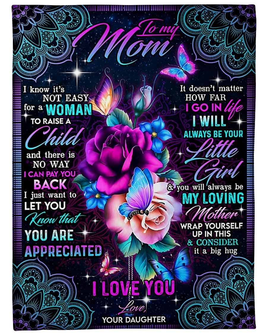Rose Beloved Mother Message Big Hug Flannel Blanket For Bed Sofa And Reading Nook Decor