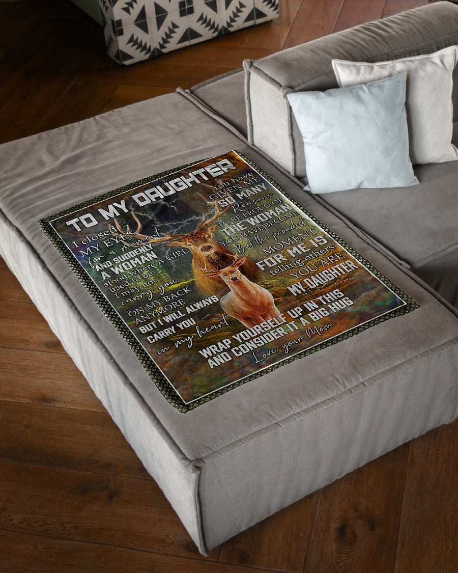 Deer Consider Big Hug Daughter Gift Flannel Blanket For Living Room And Bedroom Styling