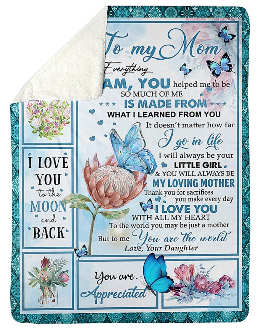 Butterfly To My Mom You Are The World To Me Flannel Blanket For Soft Bed Couch And Home Comfort