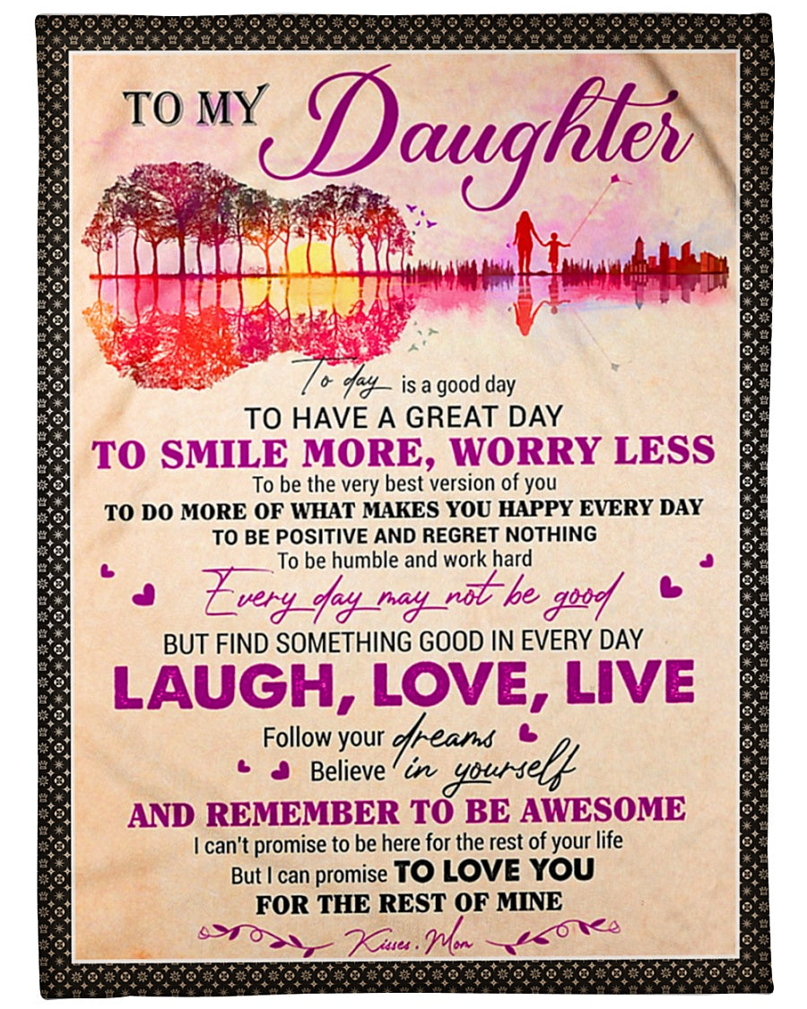Guitar Today Is A Good Day Mom To Daughter Flannel Blanket For Bed Sofa And Reading Nook Decor