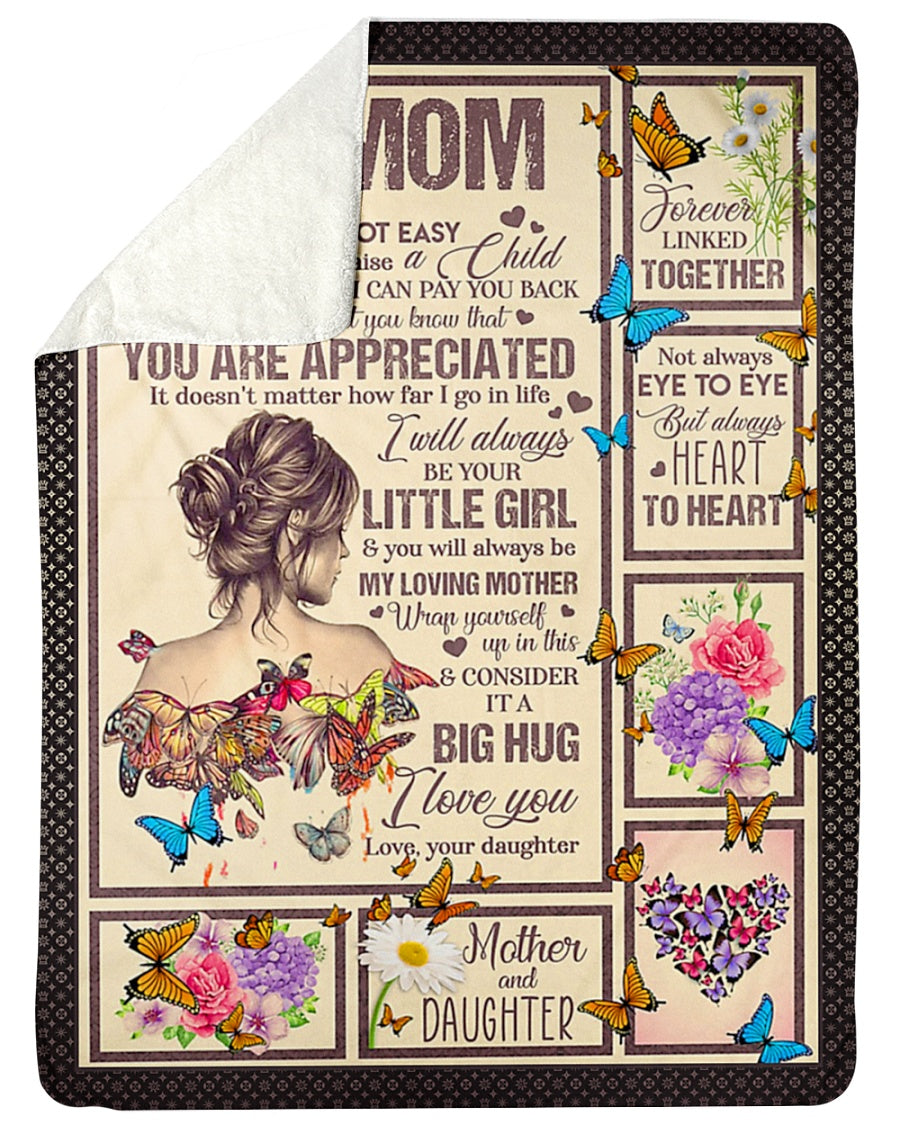Butterfly To My Mom You Will Always Be My Loving Mom Flannel Blanket For Living Room And Bedroom Styling