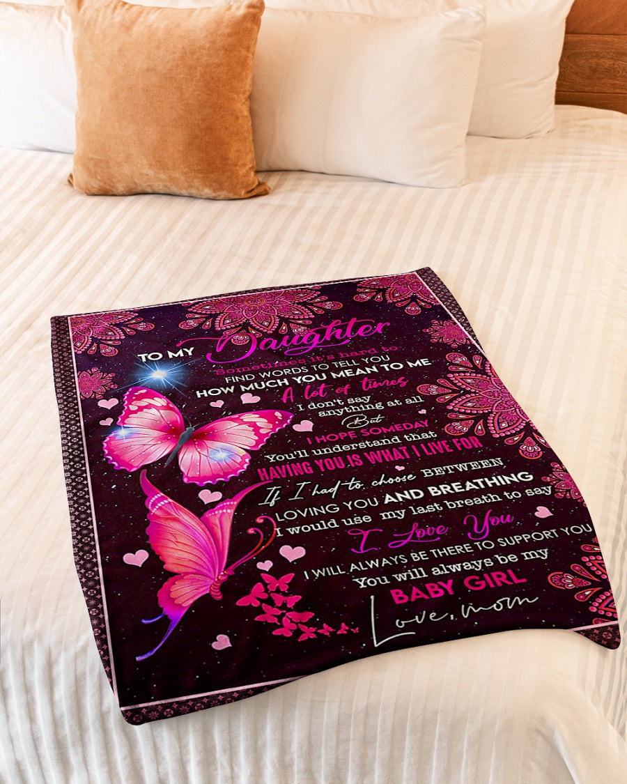 Butterfly How Much You Mean To Me Daughter Gift Flannel Blanket For Soft Bed Couch And Home Comfort