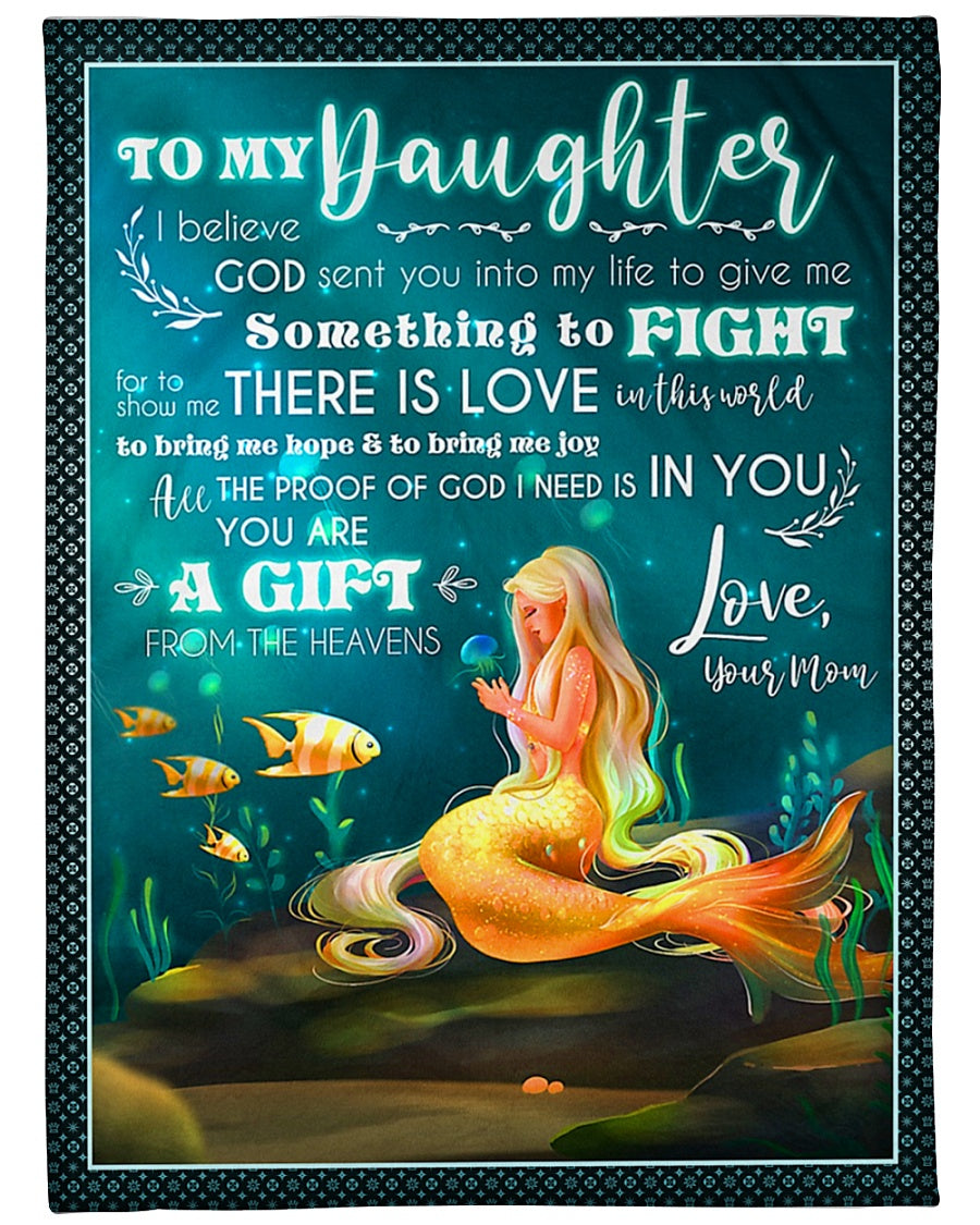 Mermaid God Sent You Into My Life Mom To Daughter Flannel Blanket For Bed Sofa And Reading Nook Decor