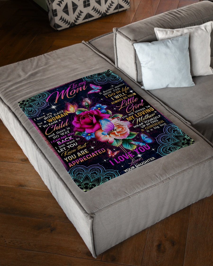Rose I Love You With All My Heart My Loving Mother Flannel Blanket For Living Room And Bedroom Styling