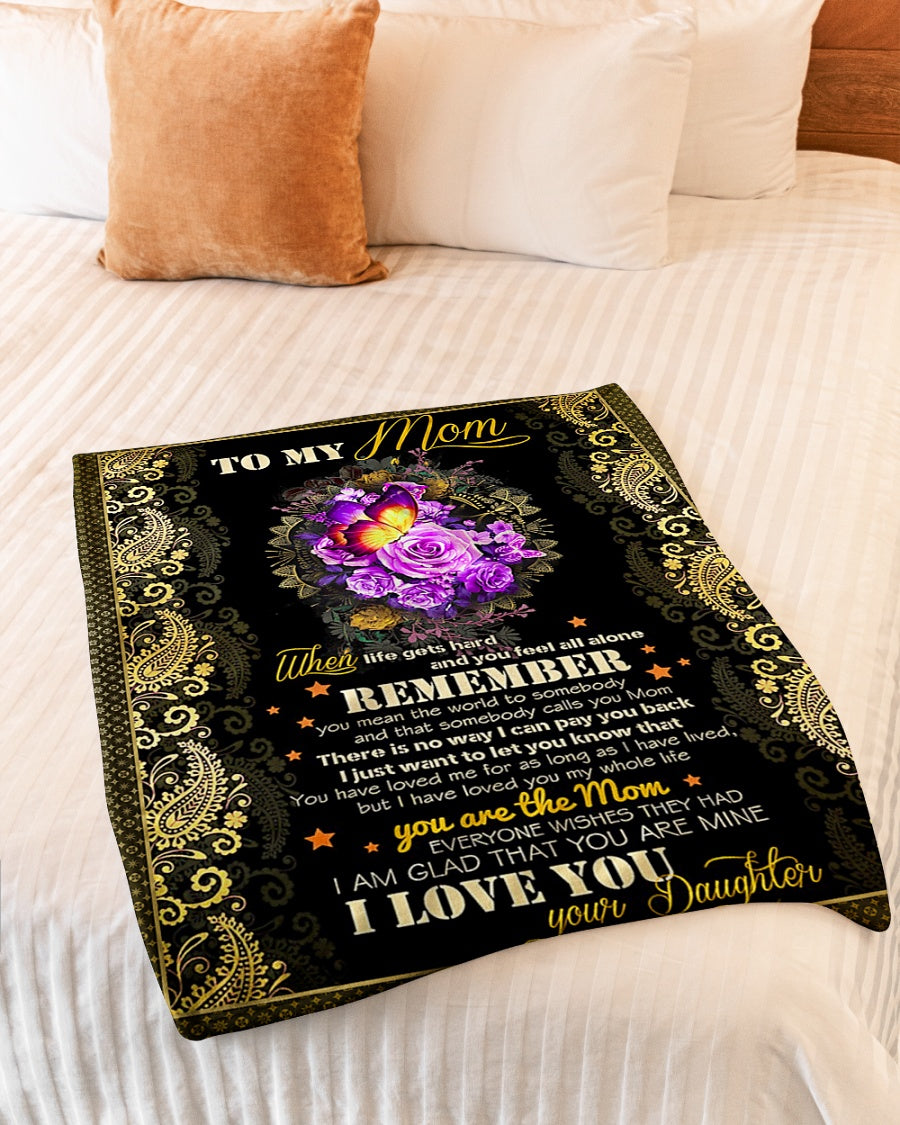 Rose To My Mom Rose Butterfly When Life Flannel Blanket For Soft Bed Couch And Home Comfort