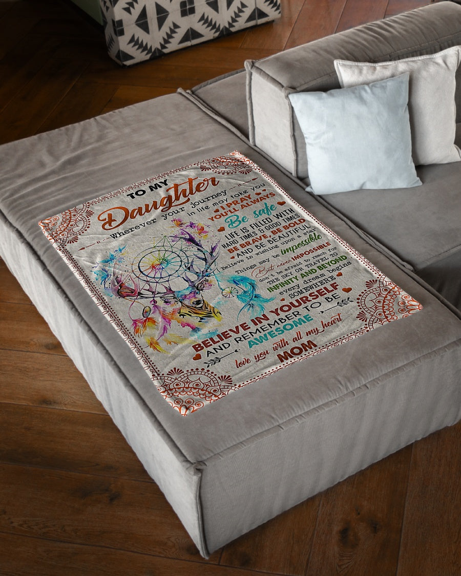 Deer Lover Believe In Yourself Mom To Daughter Flannel Blanket For Living Room And Bedroom Styling