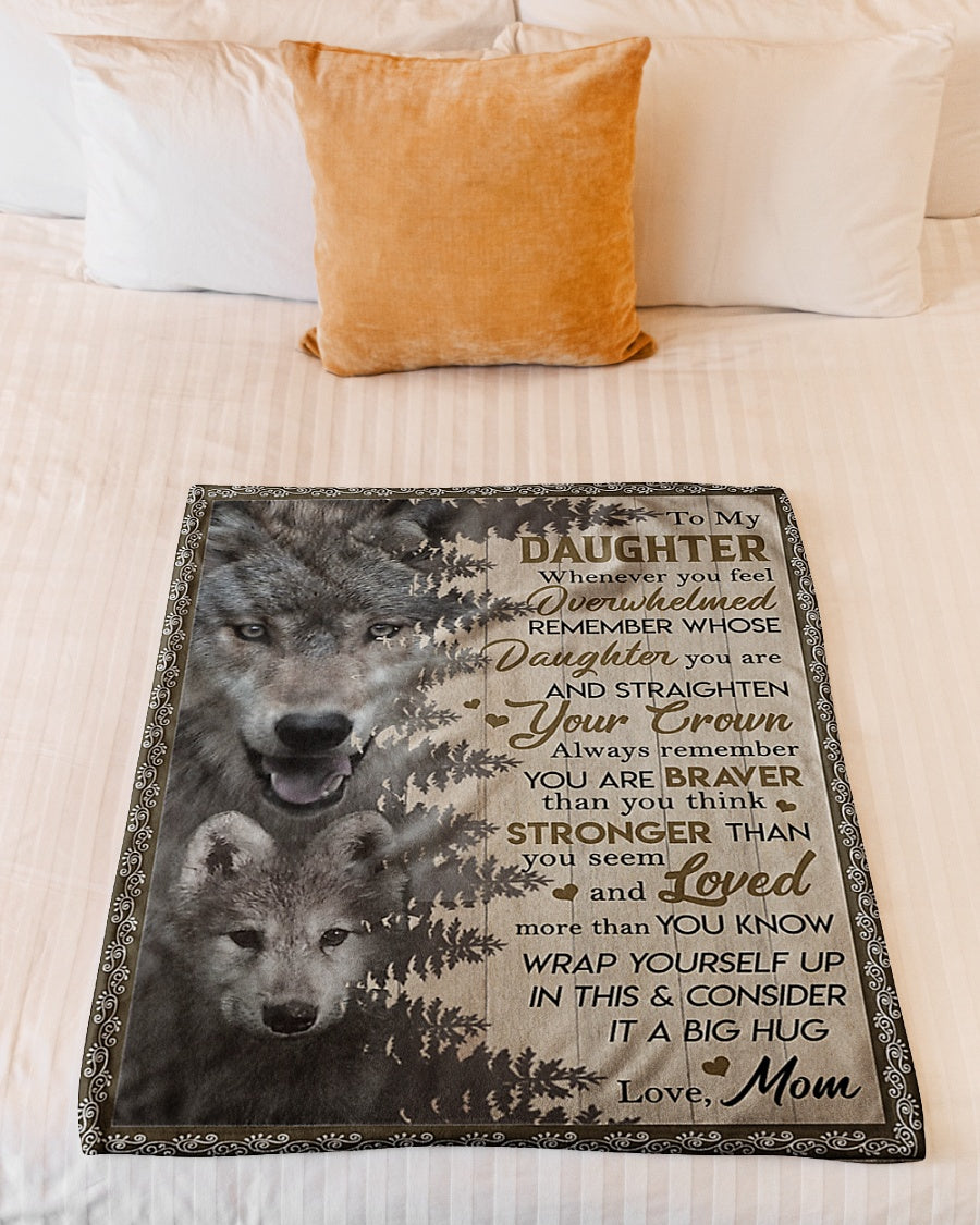 Wolf Big Hug Mom To Daughter Flannel Blanket For Relaxing At Home And Travel