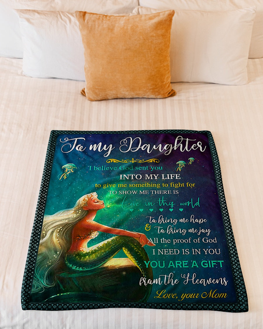 Mermaid You Are The Gift From The Heavens Mom To Daughter Flannel Blanket For Relaxing At Home And Travel