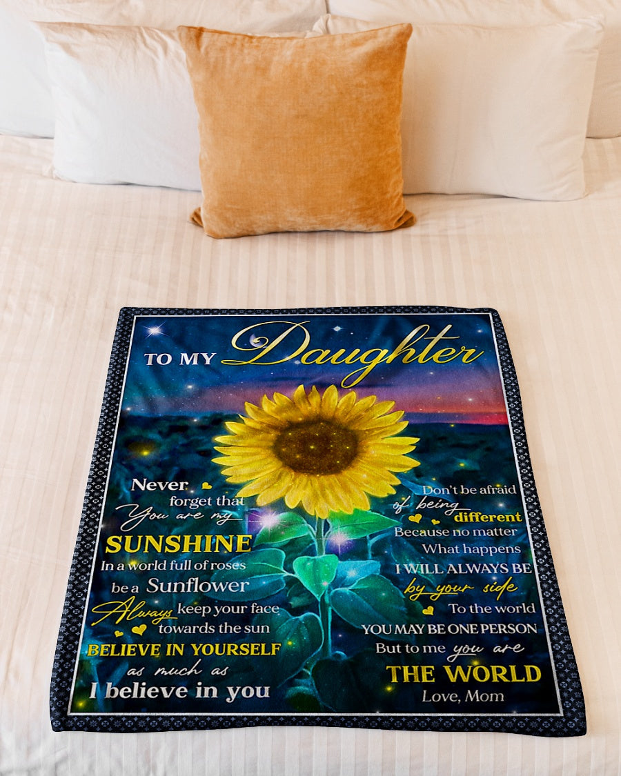 Sunflower Never Forget That You're My Sunshine Mom To Daughter Flannel Blanket For Relaxing At Home And Travel
