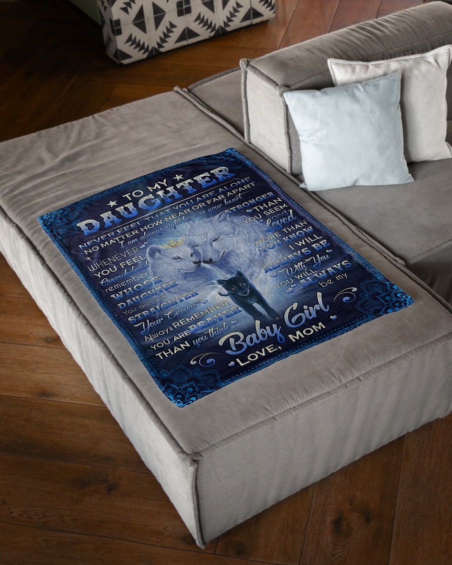 Family Never Feel That You're Alone Mom To Daughter Blue Flannel Blanket For Living Room And Bedroom Styling