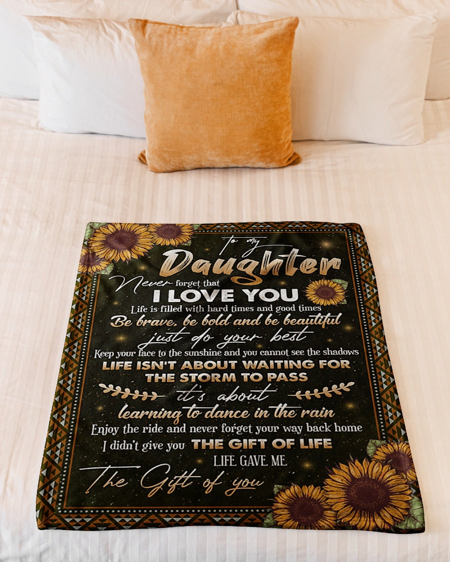 Sunflower To My Daughter Life Is Filled With Hard Times Flannel Blanket For Relaxing At Home And Travel