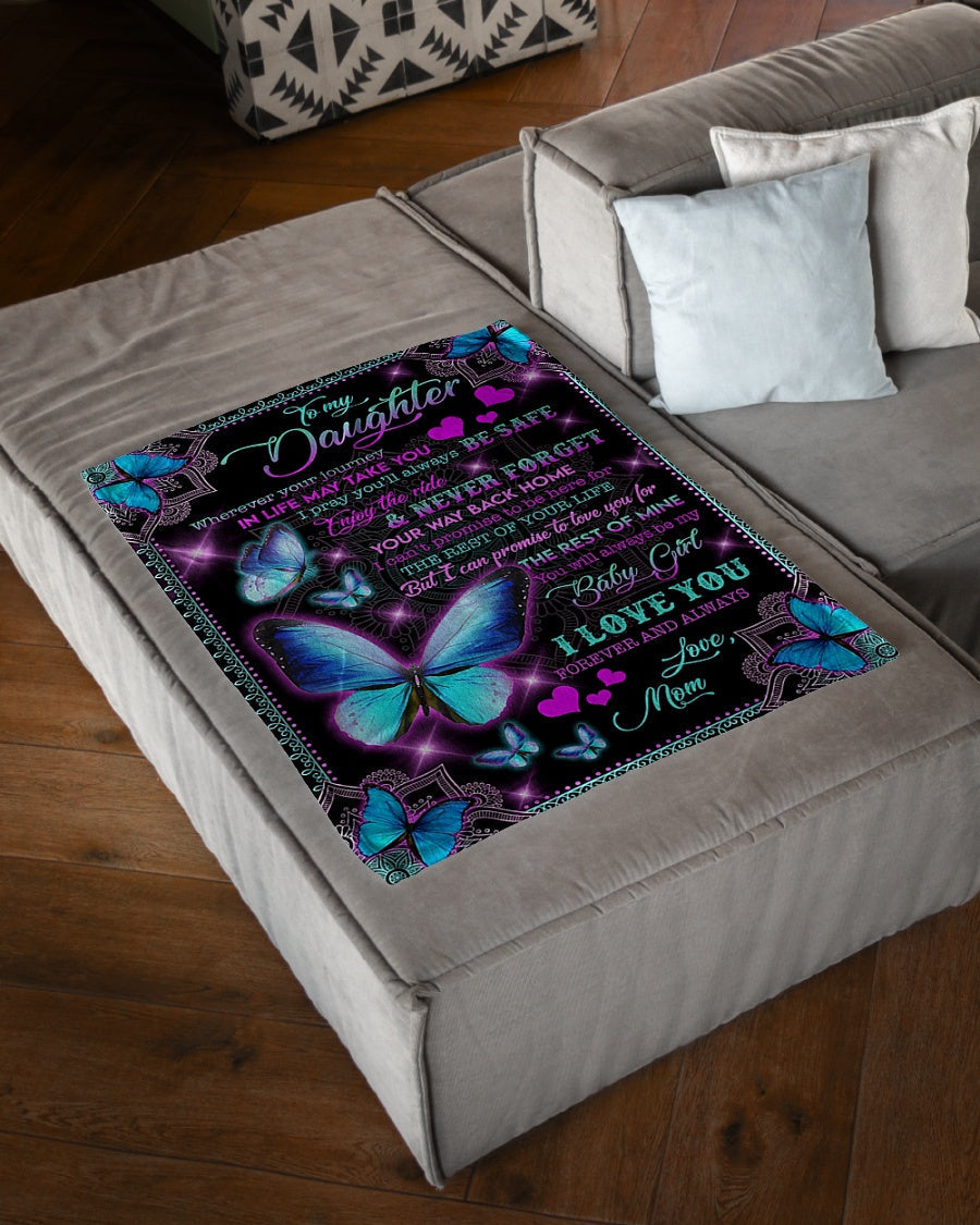 Butterfly I Love You Daughter Gift Be Safe Flannel Blanket For Living Room And Bedroom Styling