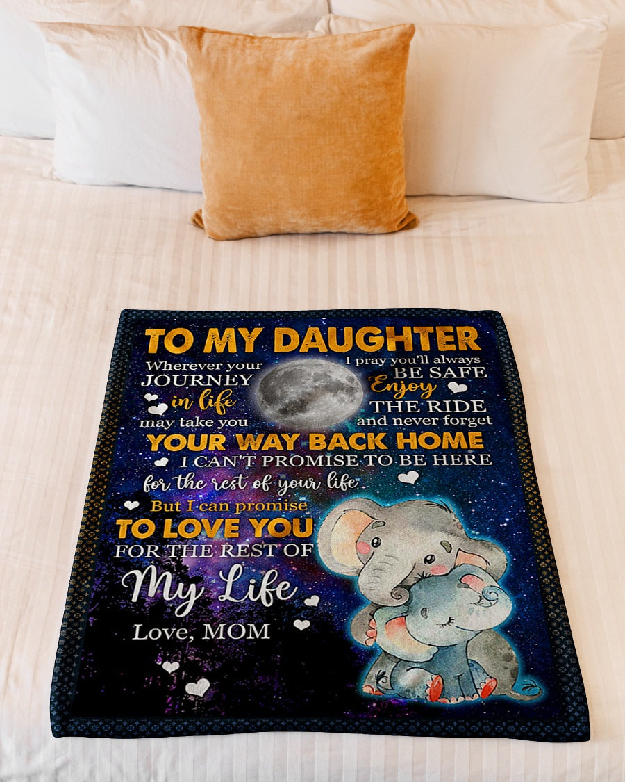 Elephant Comforting Home Message Daughter Gift Flannel Blanket For Relaxing At Home And Travel