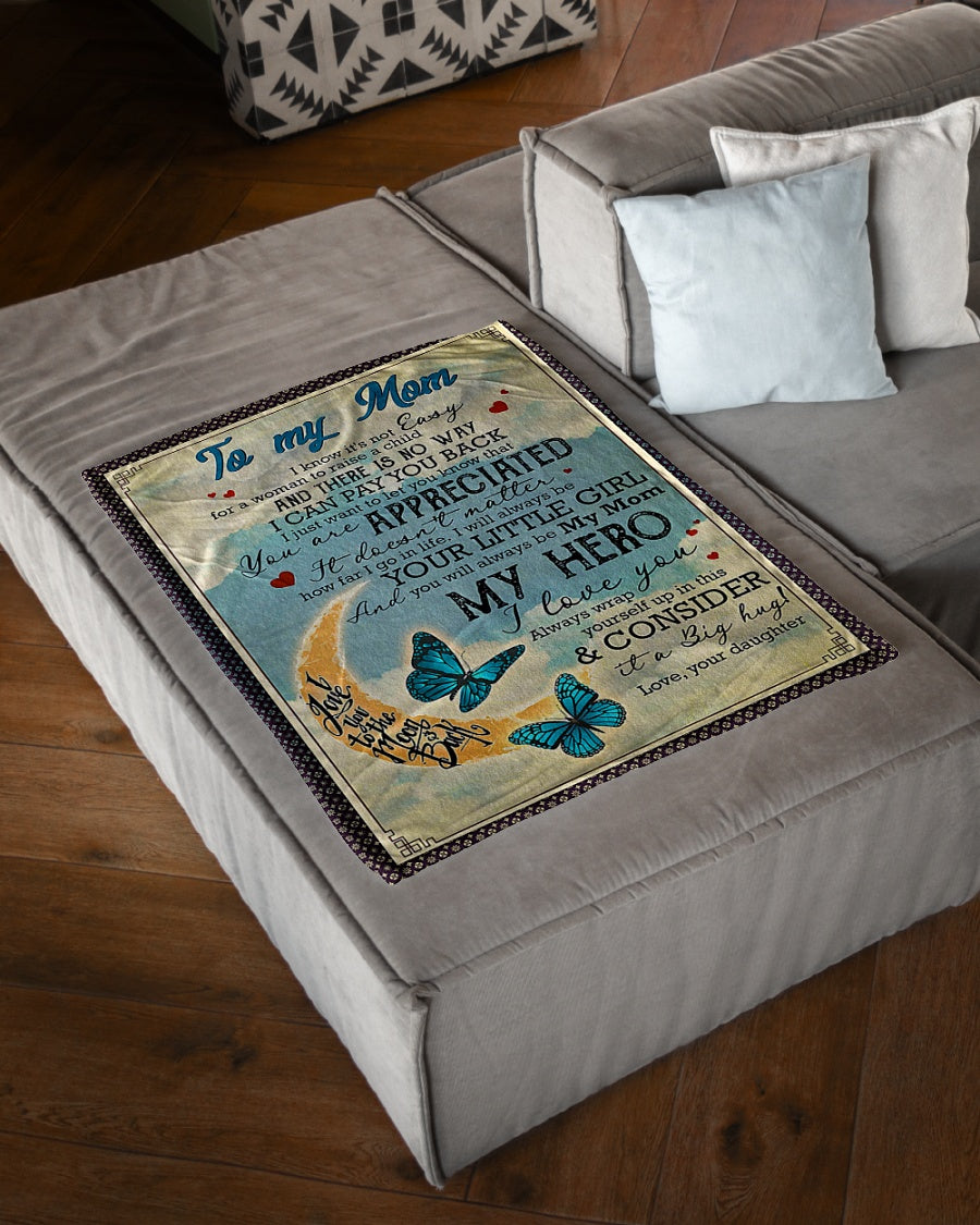 Butterfly To My Mother My Mom My Hero Flannel Blanket For Living Room And Bedroom Styling