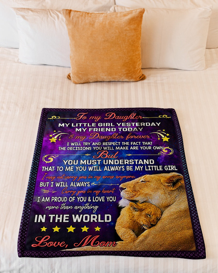Lion My Heart Daughter Gift Flannel Blanket For Relaxing At Home And Travel