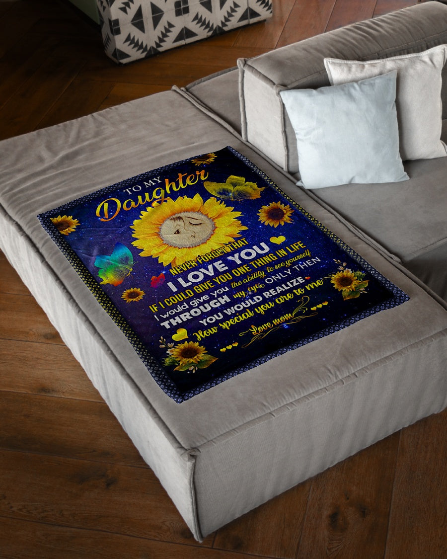 Sunflower Enduring Love Message Mom To Daughter Flannel Blanket For Living Room And Bedroom Styling