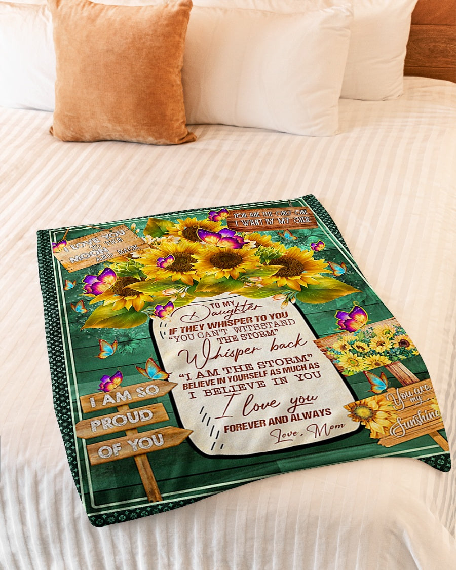 Sunflower Strong Spirit Message Mom To Daughter Flannel Blanket For Soft Bed Couch And Home Comfort
