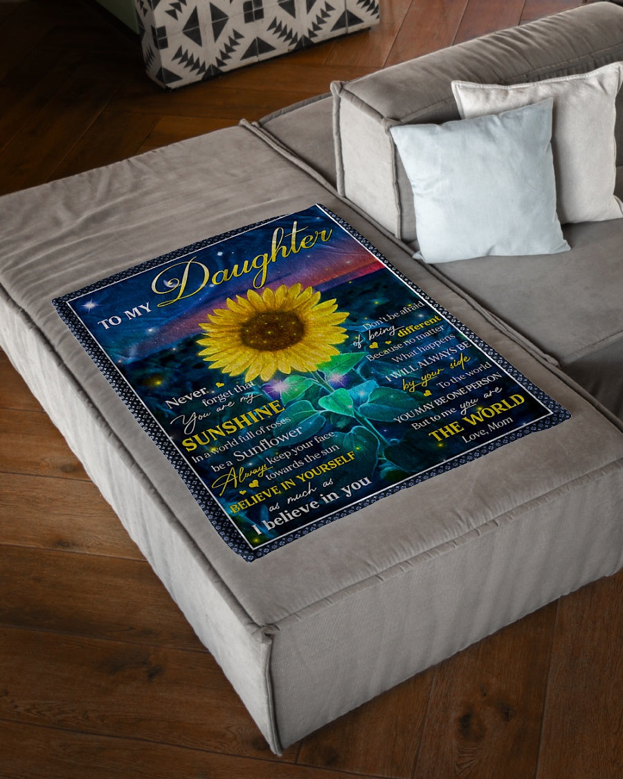 Sunflower Never Forget That You're My Sunshine Mom To Daughter Flannel Blanket For Living Room And Bedroom Styling