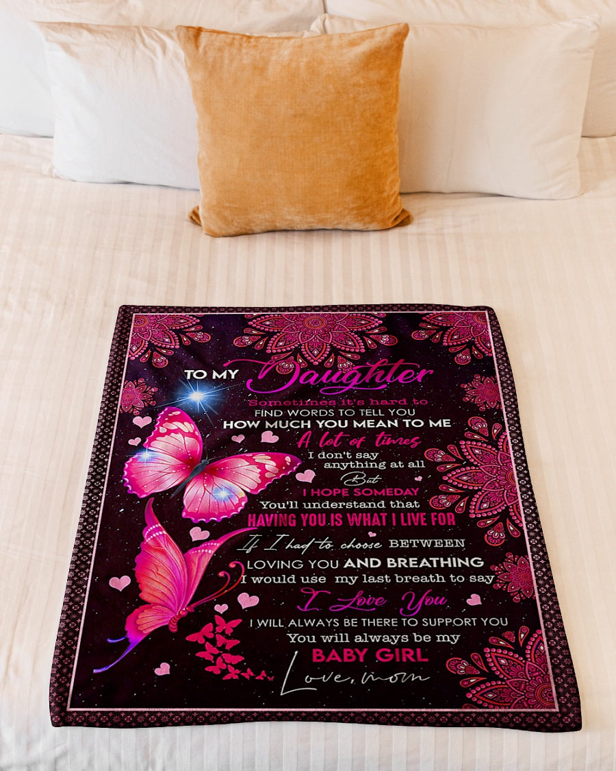 Butterfly How Much You Mean To Me Daughter Gift Flannel Blanket For Relaxing At Home And Travel