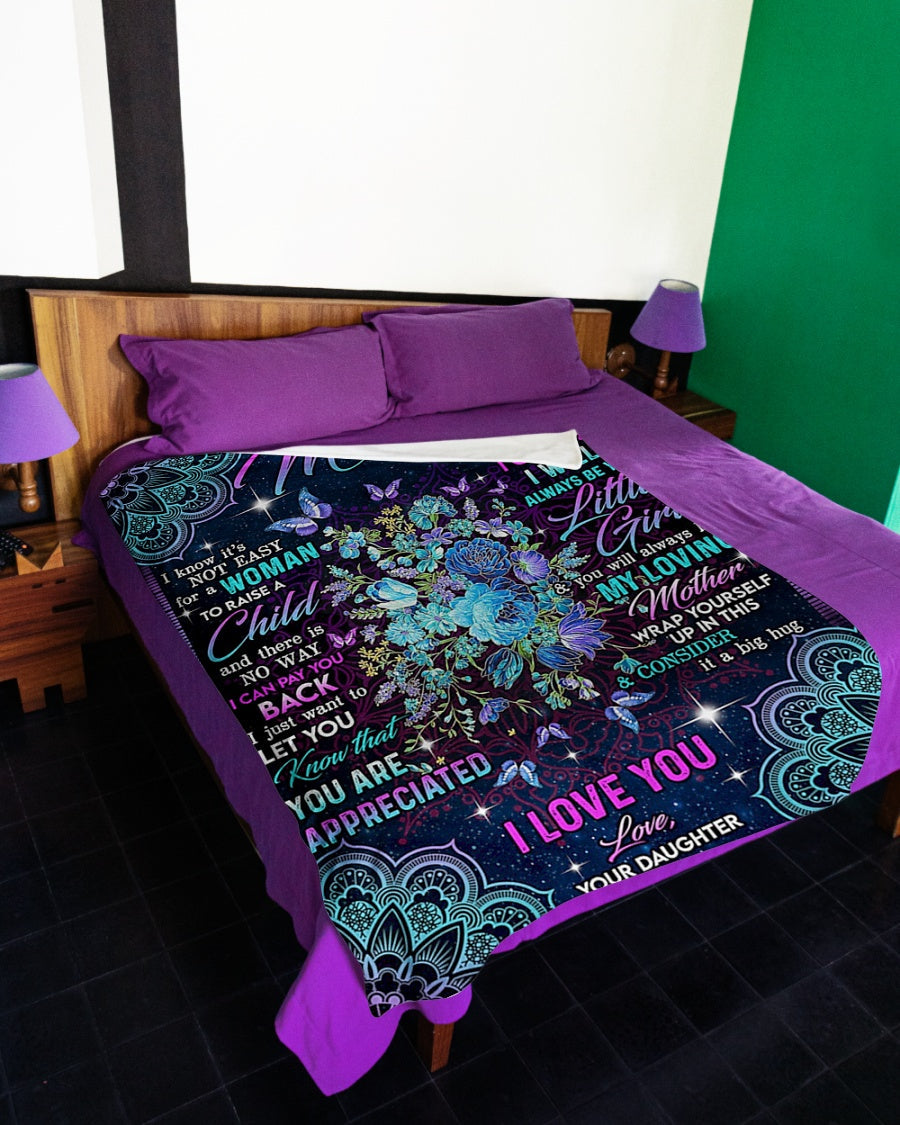 Floral I Love You With All My Heart Mother Flannel Blanket For Cozy Home Lounging And Gifting