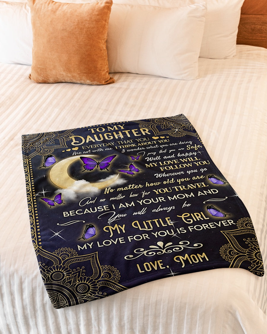 Butterfly I Think About You Daughter Gift Flannel Blanket For Soft Bed Couch And Home Comfort