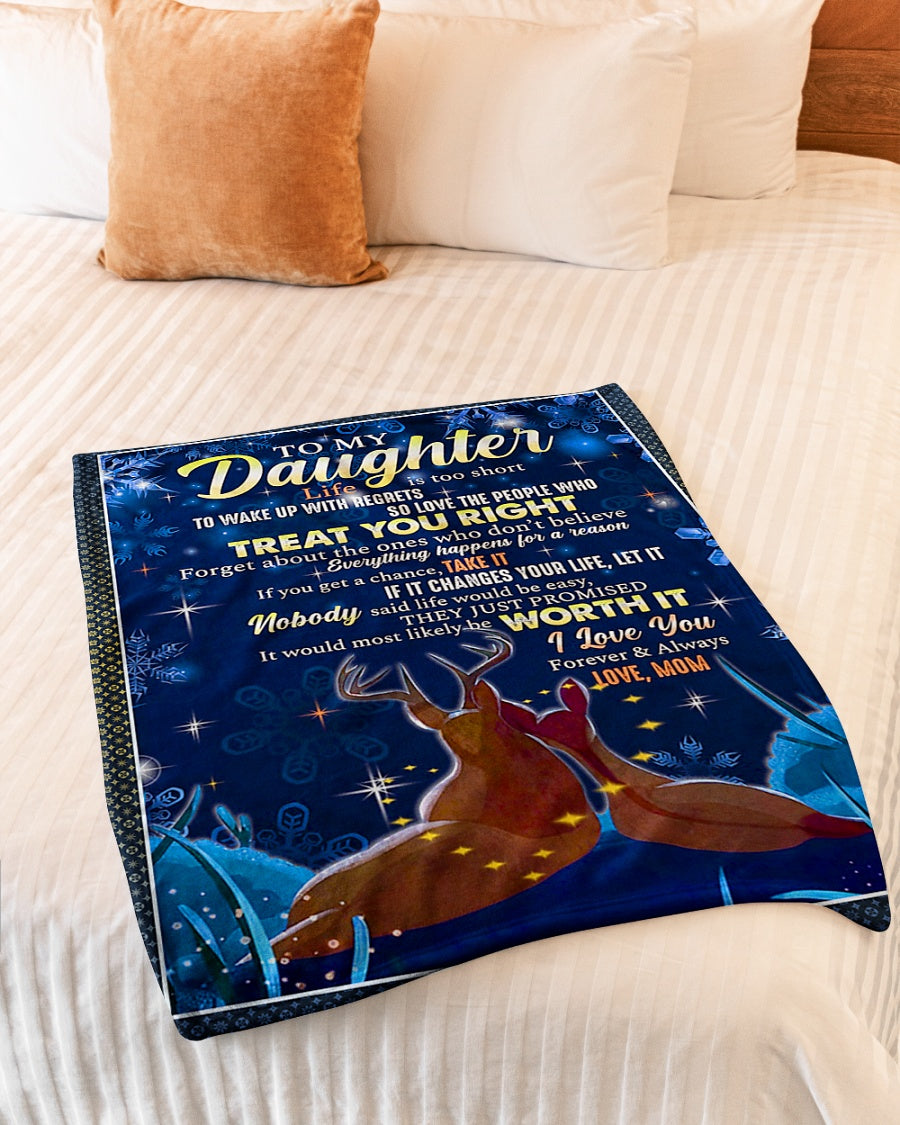 Deer Treat You Right Daughter Gift Flannel Blanket For Soft Bed Couch And Home Comfort