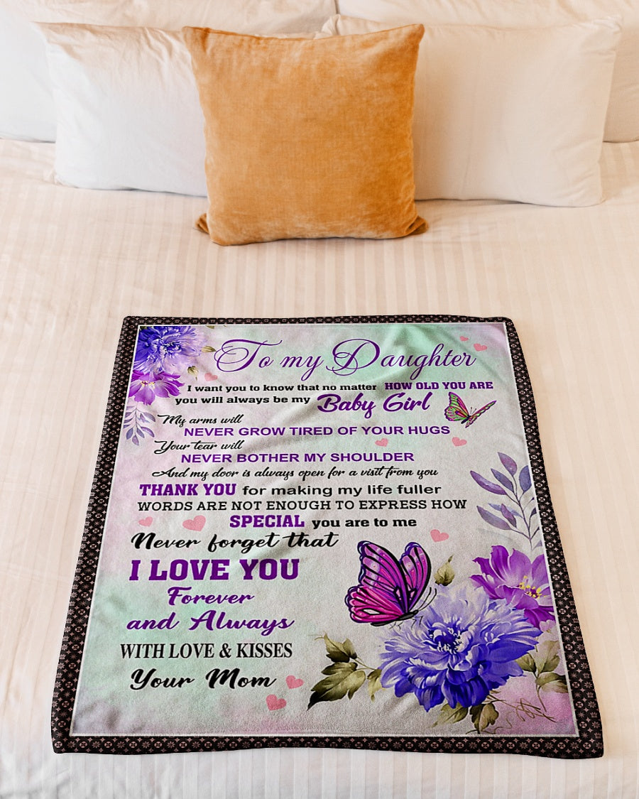 Butterfly How You Are To Me Daughter Gift Flannel Blanket For Relaxing At Home And Travel