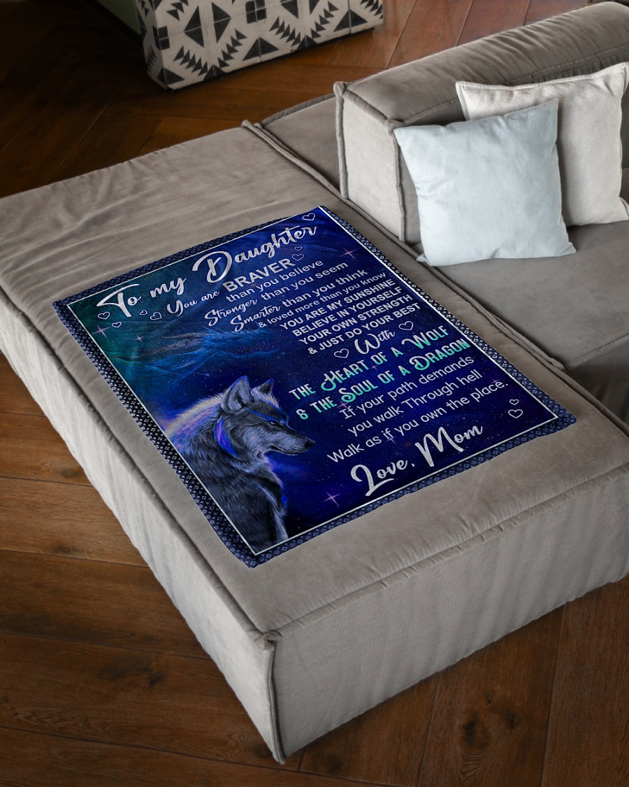 Wolf Believe In Yourself Daughter Gift Flannel Blanket For Living Room And Bedroom Styling