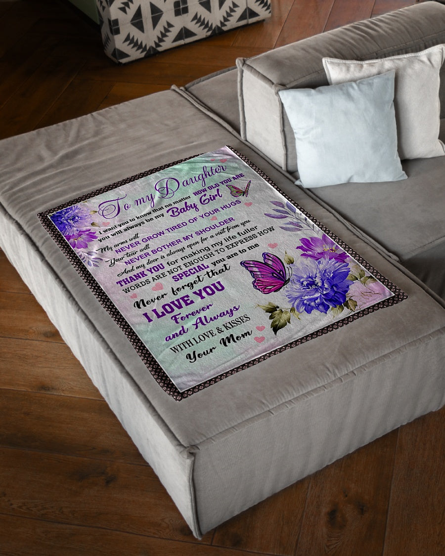 Butterfly How You Are To Me Daughter Gift Flannel Blanket For Living Room And Bedroom Styling