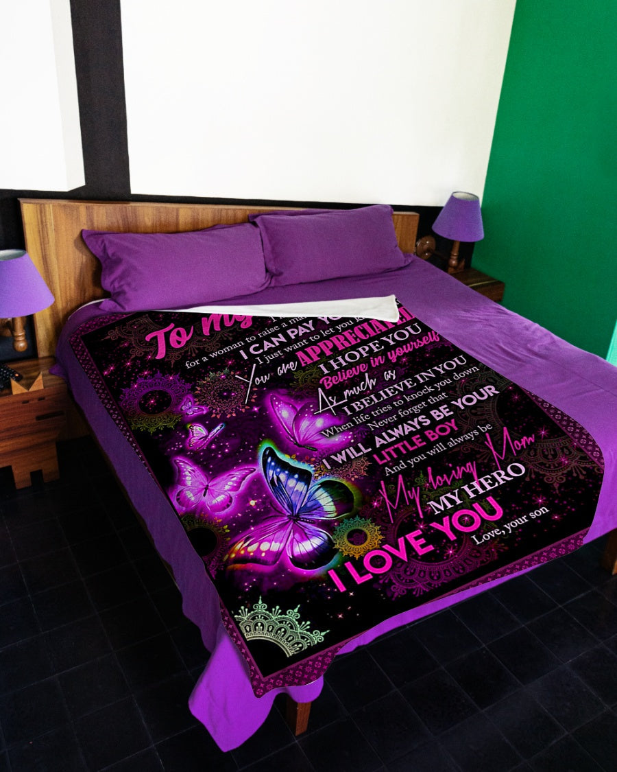 Butterfly To My Mom Butterfly You Are Appreciated Flannel Blanket For Bed Sofa And Reading Nook Decor