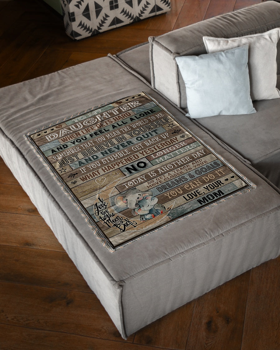 Elephant You Can Do It Daughter Gift Flannel Blanket For Living Room And Bedroom Styling