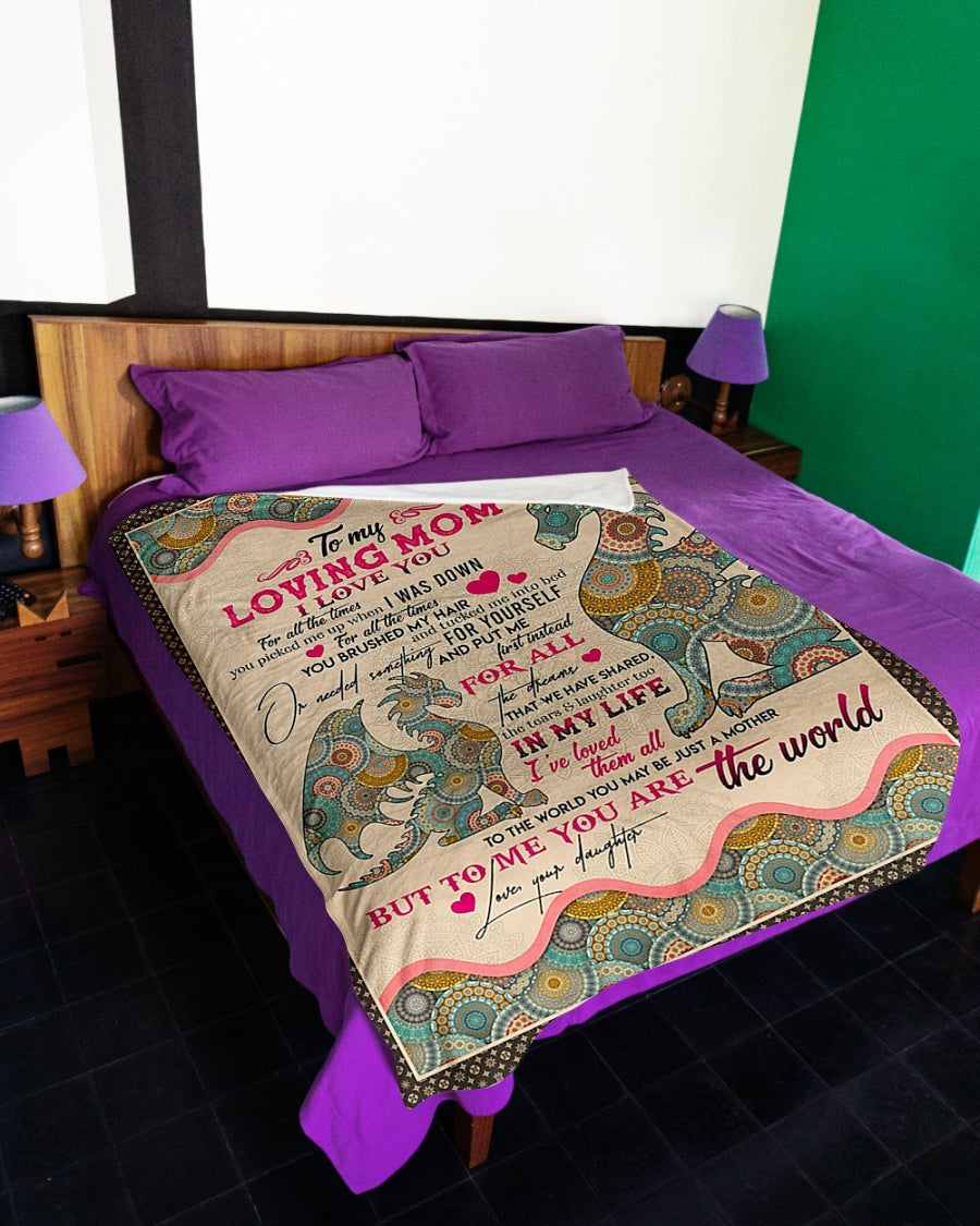 Hippie To My Mom Dragon In My Life Flannel Blanket For Bed Sofa And Reading Nook Decor