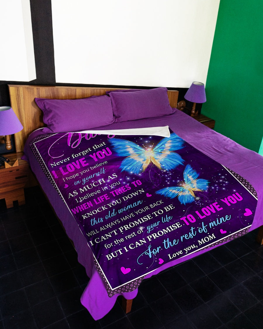 Butterfly Never Forget That I Love You Mom To Daughter Flannel Blanket For Cozy Home Lounging And Gifting