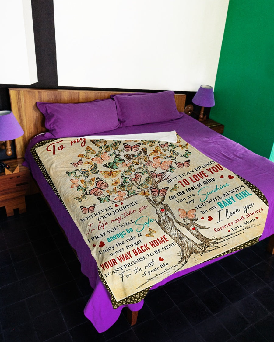 Butterfly Wherever Journey Life Mom To Daughter Flannel Blanket For Bed Sofa And Reading Nook Decor