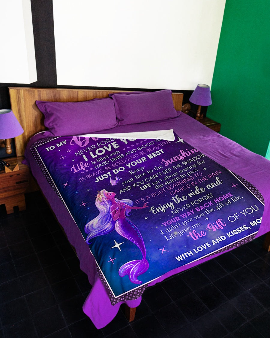 Mermaid Never Forget That I Love You Mom To Daughter Flannel Blanket For Cozy Home Lounging And Gifting