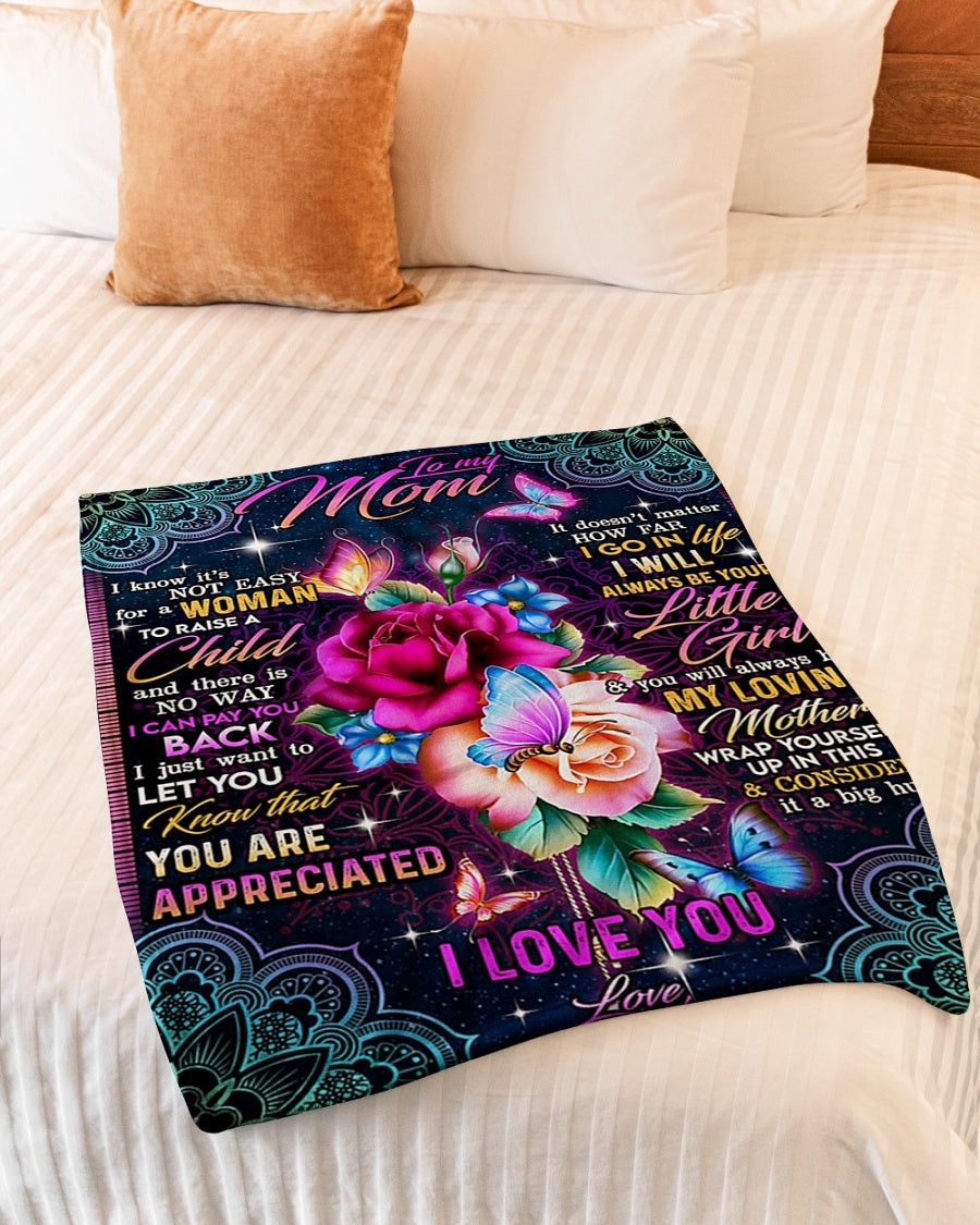 Rose I Love You With All My Heart My Loving Mother Flannel Blanket For Soft Bed Couch And Home Comfort