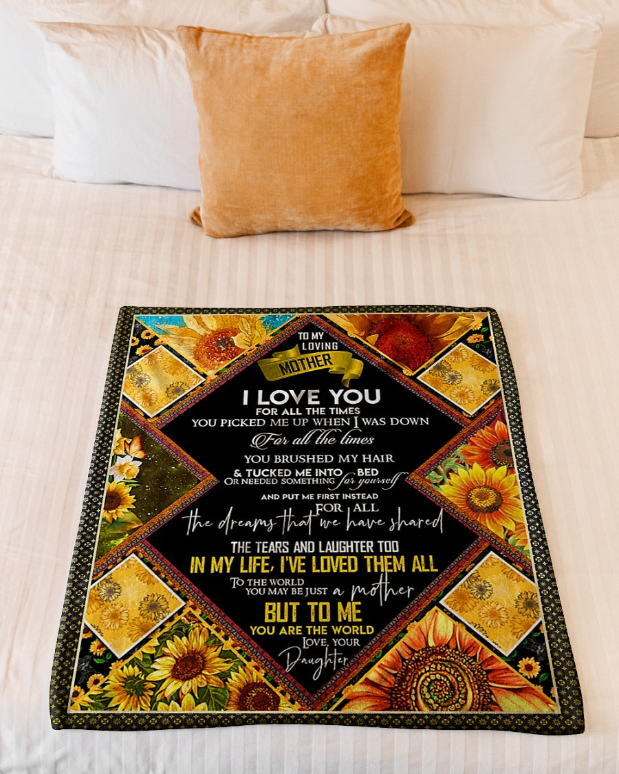 Sunflower Beloved Mother Message Flannel Blanket For Relaxing At Home And Travel