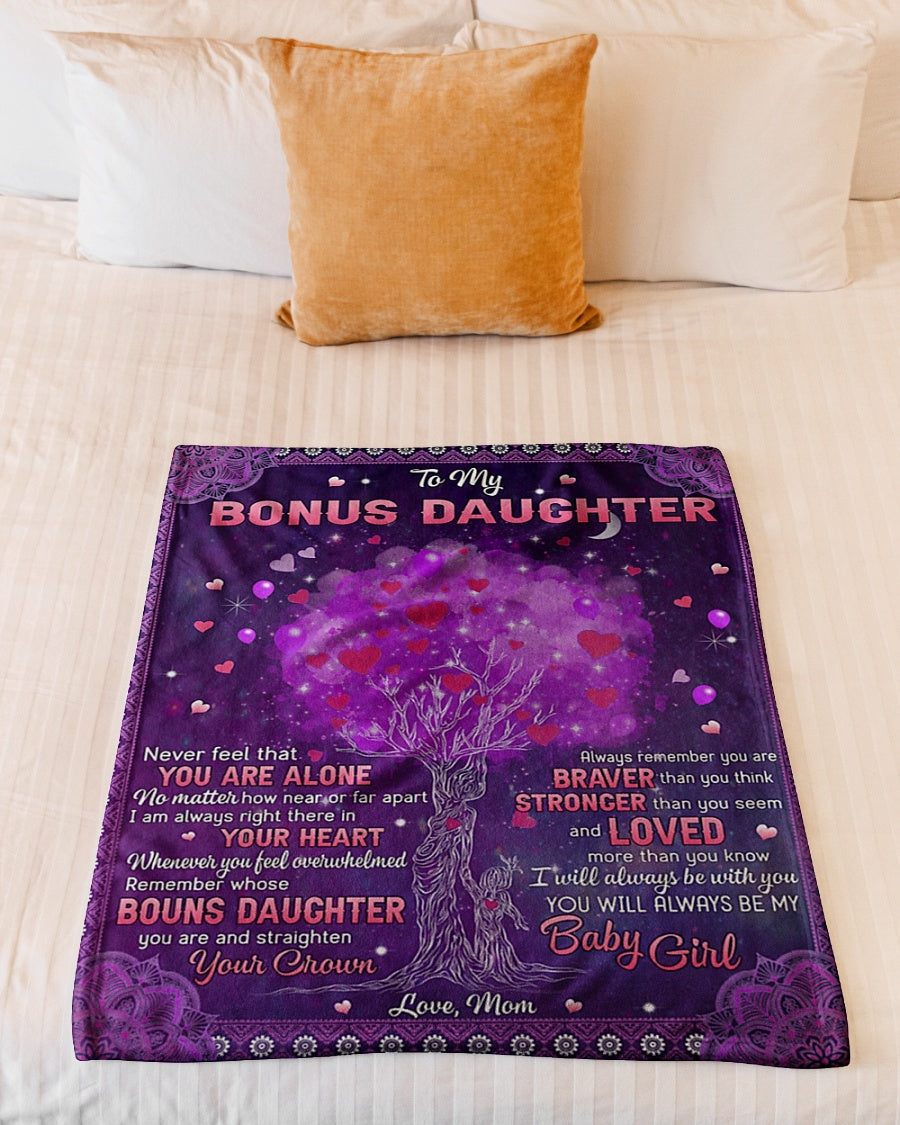 Tree Never Feel That You're Alone Mom To Bonus Daughter Flannel Blanket For Relaxing At Home And Travel