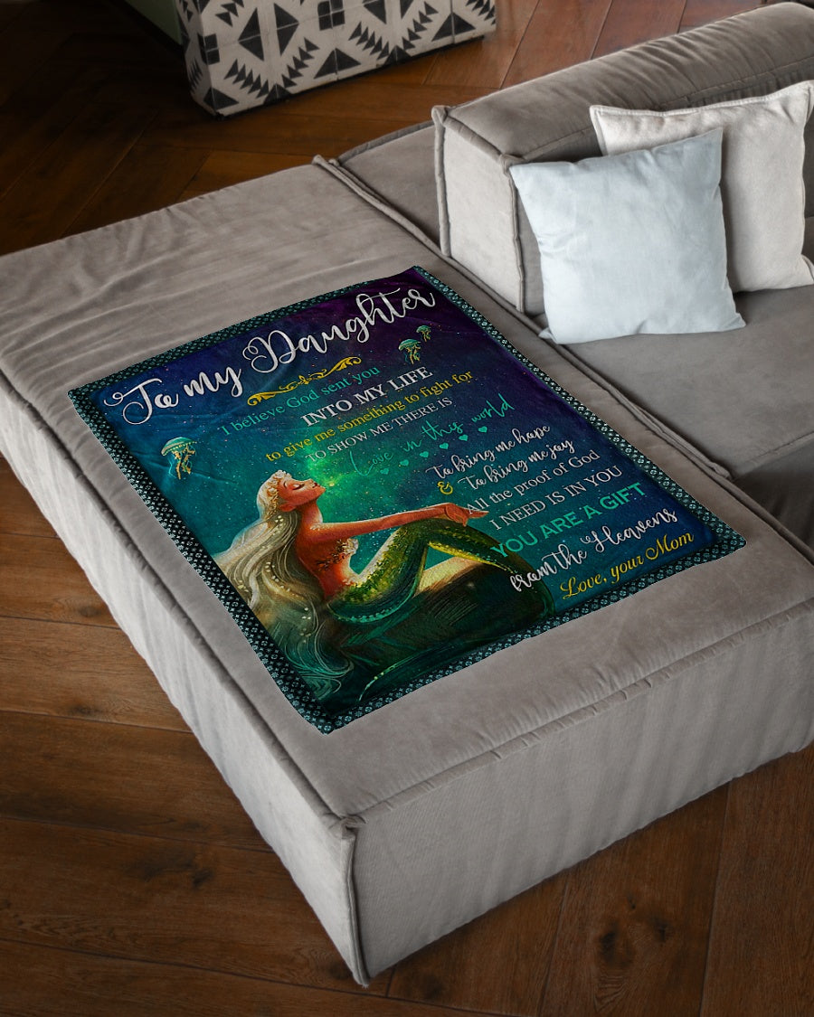 Mermaid You Are The Gift From The Heavens Mom To Daughter Lover Flannel Blanket For Relaxing At Home And Travel