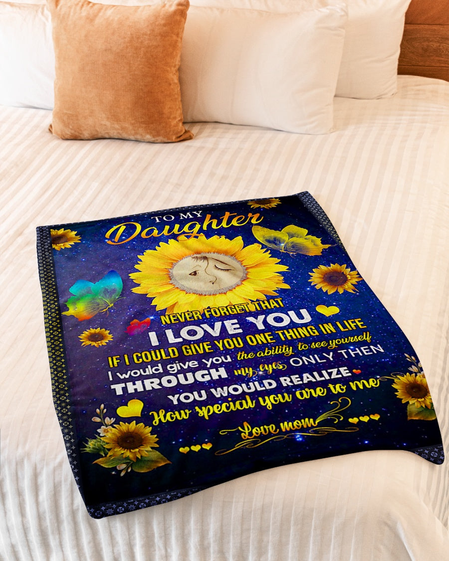 Sunflower Enduring Love Message Mom To Daughter Flannel Blanket For Soft Bed Couch And Home Comfort