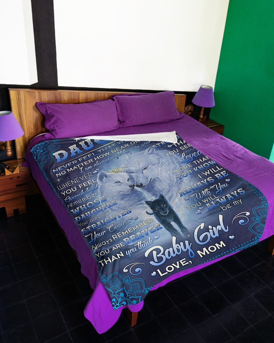 Family Never Feel That You're Alone Mom To Daughter Blue Flannel Blanket For Bed Sofa And Reading Nook Decor