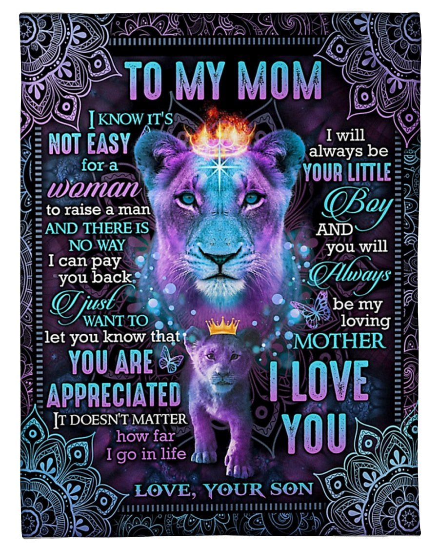 Lion Love To My Mom You Are The World 50 x 60 Inch Flannel Blanket For Living Room And Bedroom Styling