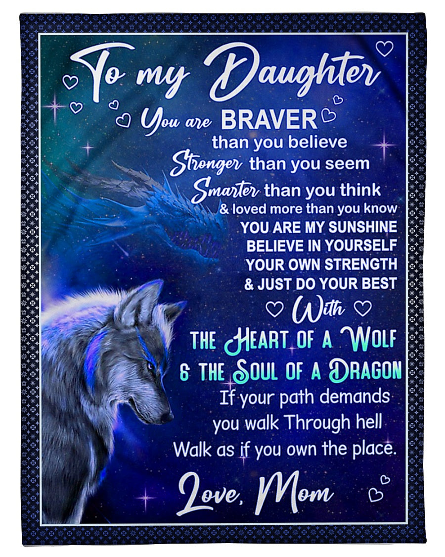 Wolf Believe In Yourself Daughter Gift Flannel Blanket For Bedroom Couch And Daily Comfort