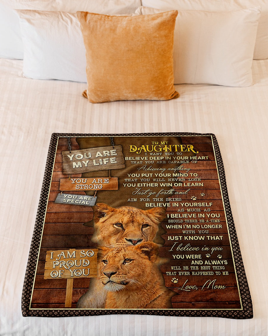 Lion You Are My Life Daughter Gift Flannel Blanket For Relaxing At Home And Travel