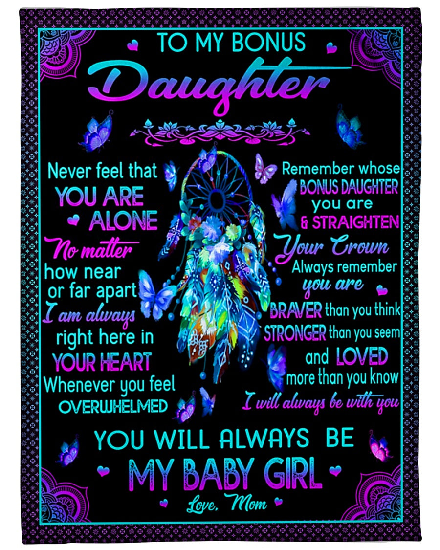 Family Never Feel That You Are Alone To Bonus Daughter Flannel Blanket For Bed Sofa And Reading Nook Decor