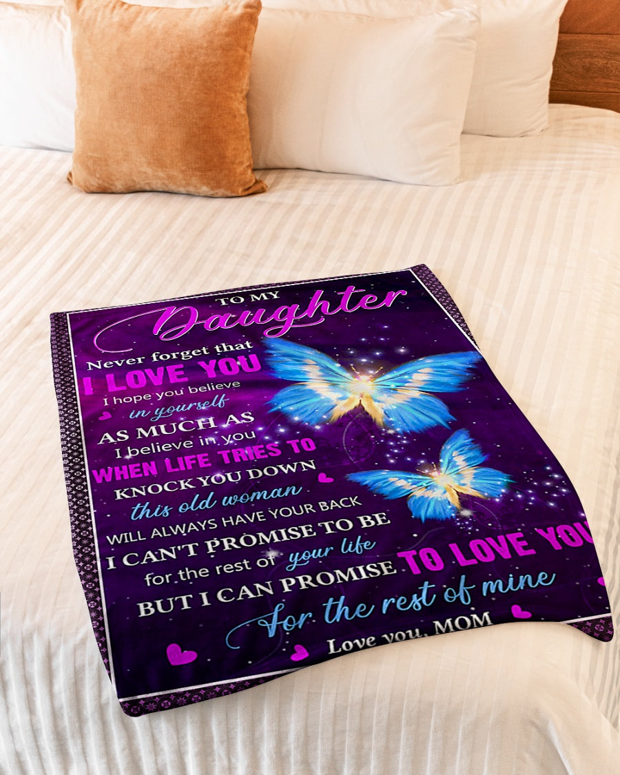 Butterfly Never Forget That I Love You Mom To Daughter Lover Flannel Blanket For Soft Bed Couch And Home Comfort